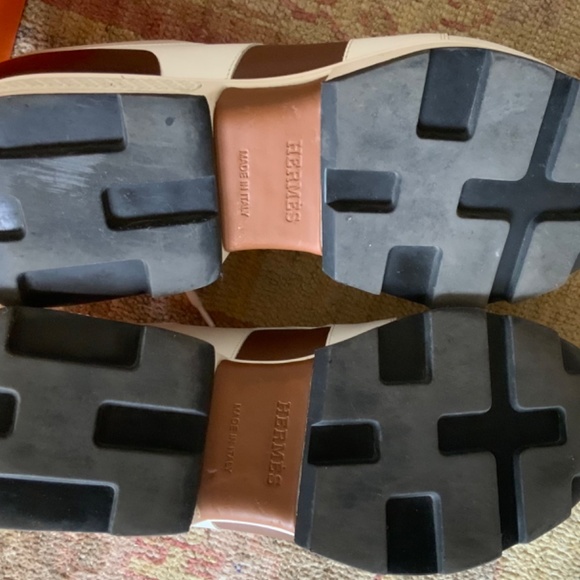 HERMES leather color block pattern sneakers - Picture 4 of 6